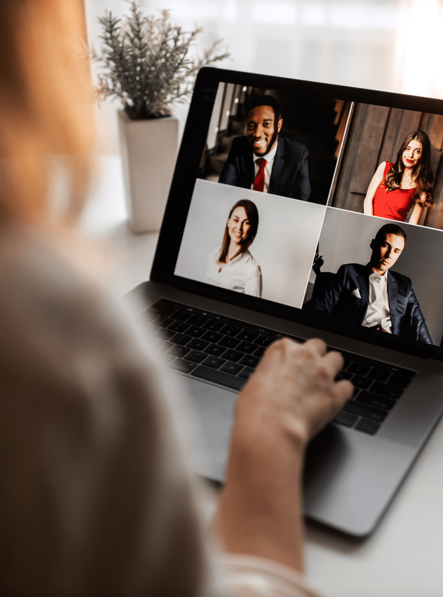 woman on laptop in virtual therapy session